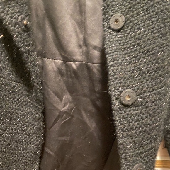 Alice + Olivia Black & Sparkle Waist Tie Coat Size M - Picture 9 of 16